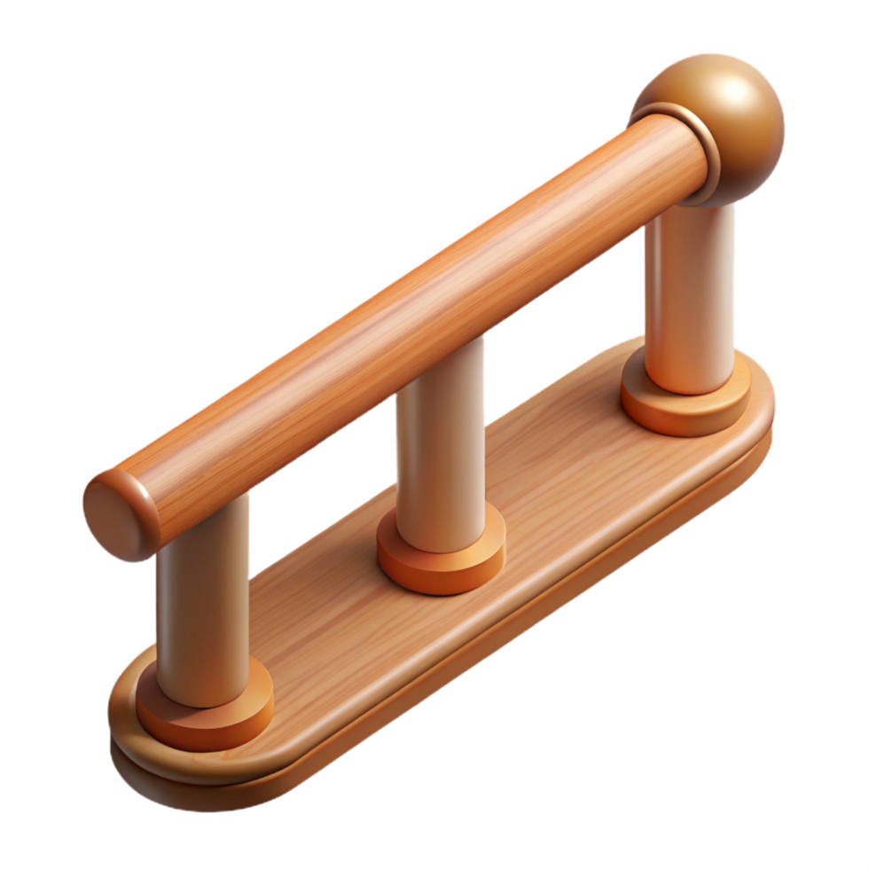 radiant bold avant-garde Wooden handrail, polished finish, NO BACKGROUND with Transparent Background. flawless png