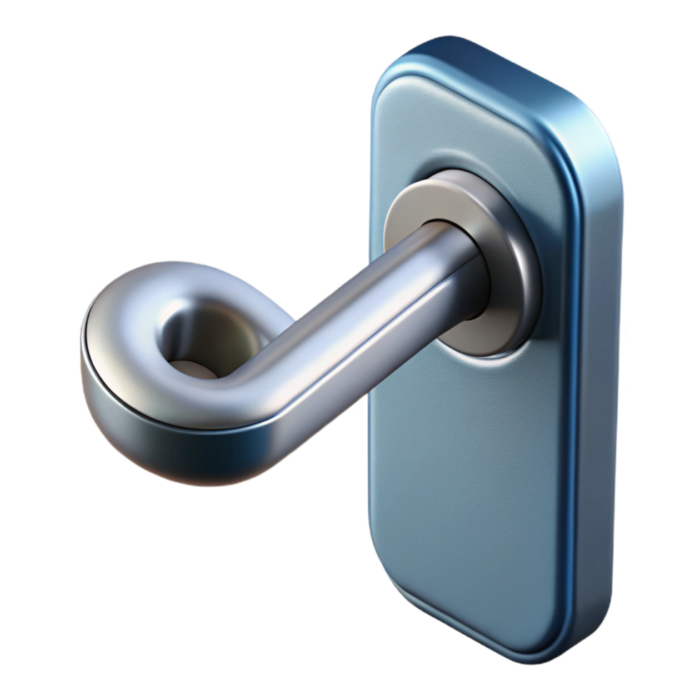 timeless vintage Modern door handle, lever style, NO BACKGROUND with Transparent Background. crisp png
