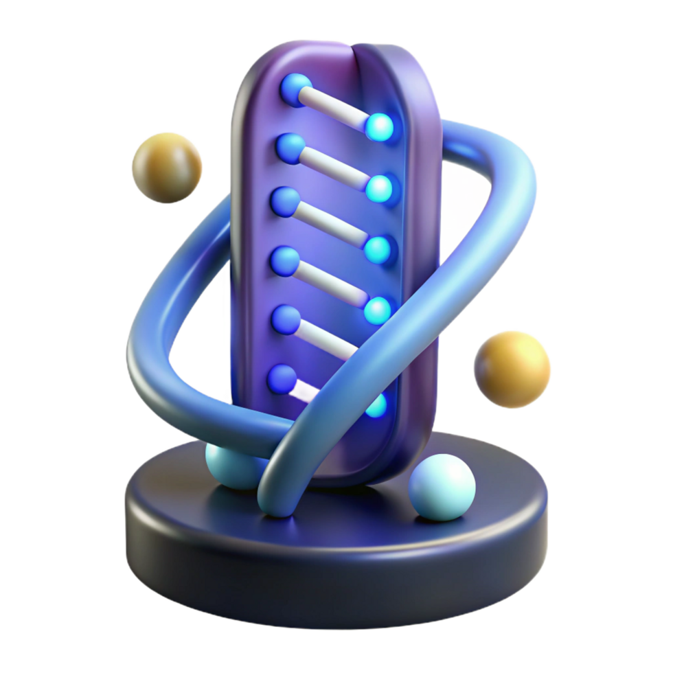 notable baroque Genetic sequencing device with glowing DNA strands NO BACKGROUND with Transparent Background. 8K png
