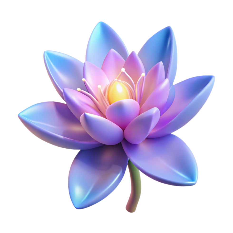 magnificent surreal A single, delicate flower, glowing with magic. NO BACKGROUND with Transparent Background. impeccable png