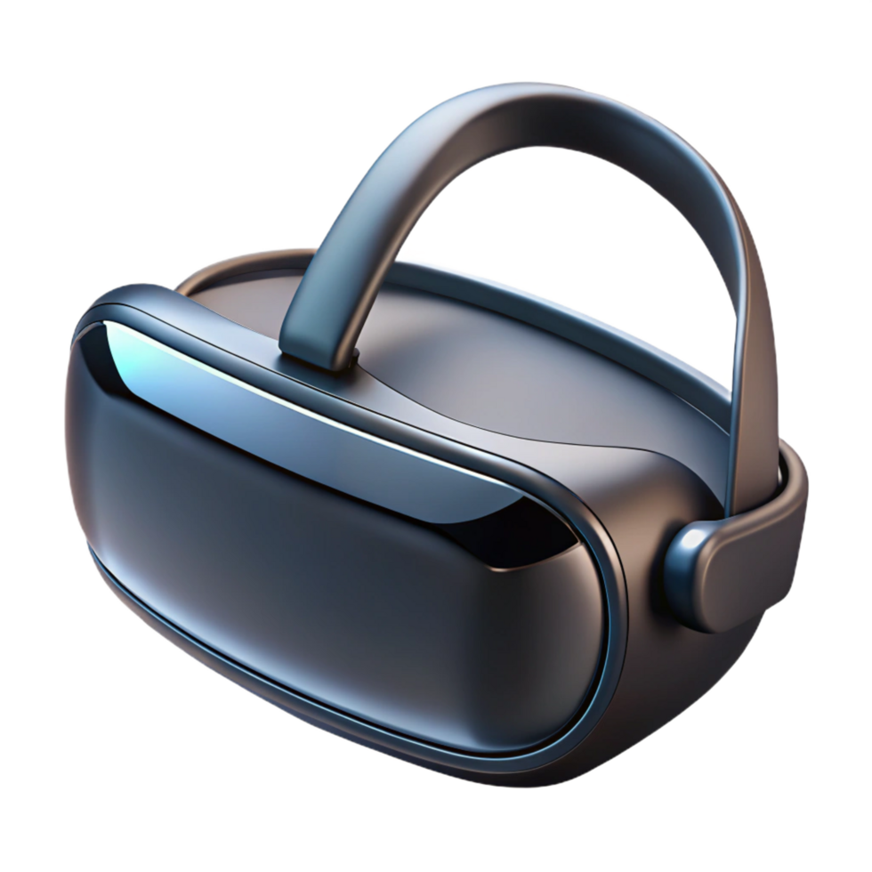 memorable mid-century Virtual reality headset, sleek, futuristic, black, NO BACKGROUND with Transparent Background. exclusive png