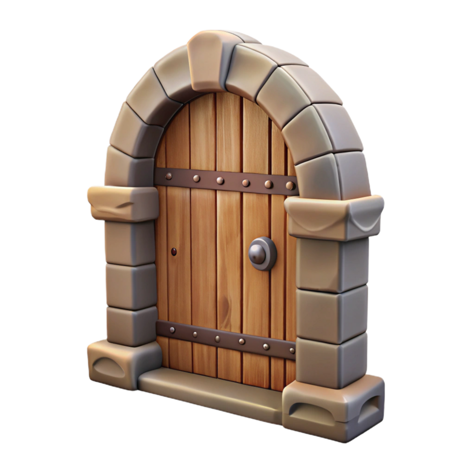 melancholic gorgeous Wooden door, rustic style, NO BACKGROUND with Transparent Background. top-tier png
