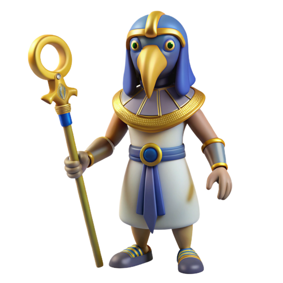 majestic joyful coastal Thoth, Egyptian god of writing, ibis-headed, NO BACKGROUND with Transparent Background. artisan png