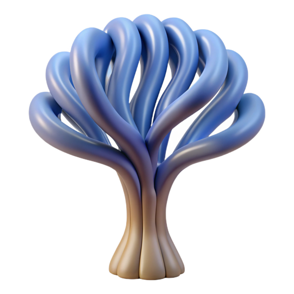 memorable classic A single, stylized tree made of flowing lines. NO BACKGROUND with Transparent Background. premium png