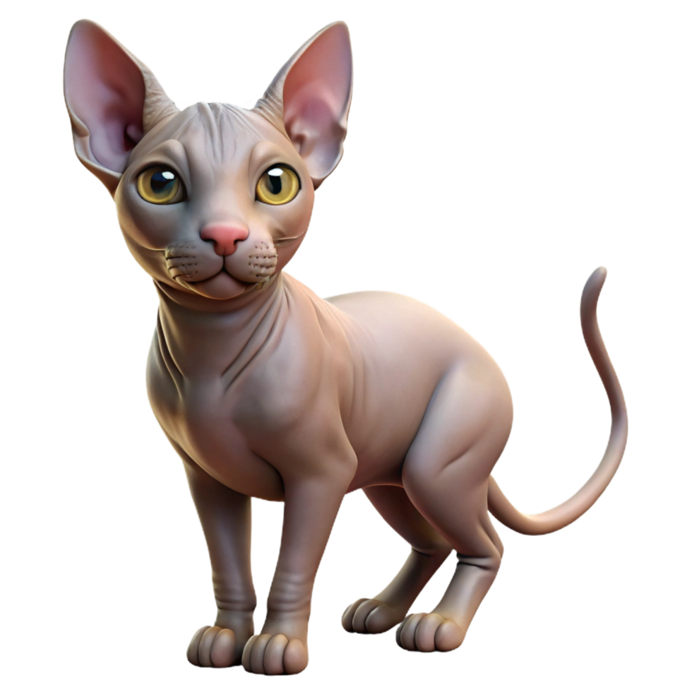 romantic exquisite A Sphynx cat. NO BACKGROUND with Transparent Background. detailed png