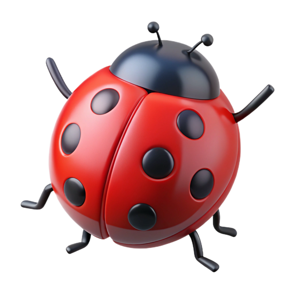 memorable tropical A single, red ladybug. NO BACKGROUND with Transparent Background. artisan png