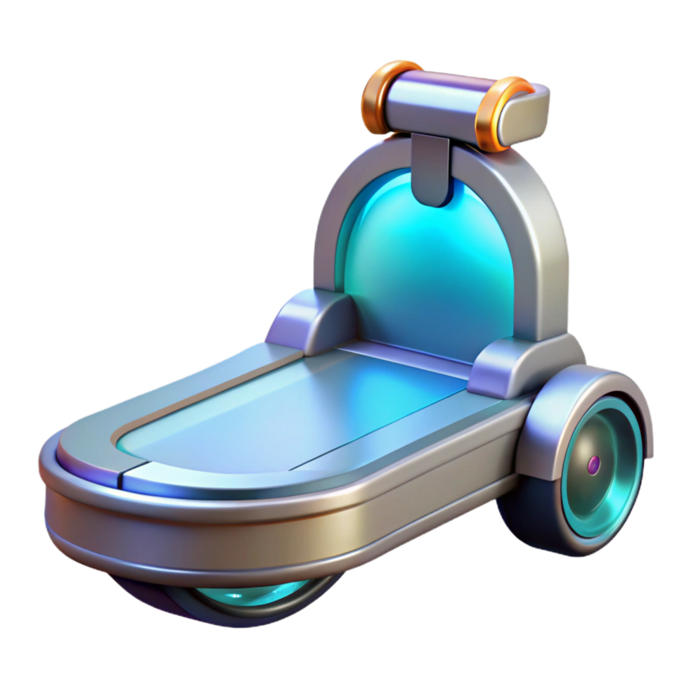 nostalgic mesmerizing Futuristic personal transporter with levitating platform NO BACKGROUND with Transparent Background. genuine png
