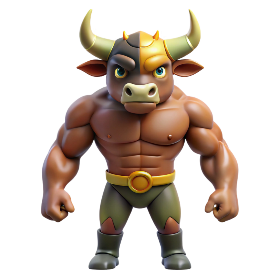 whimsical splendid Minotaur, half bull half man creature NO BACKGROUND with Transparent Background. artisan png