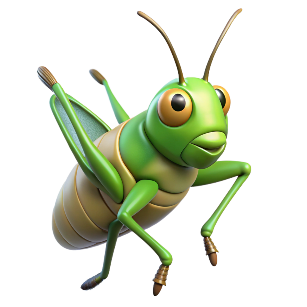 inspired minimalist A jumping grasshopper, NO BACKGROUND with Transparent Background. crisp png