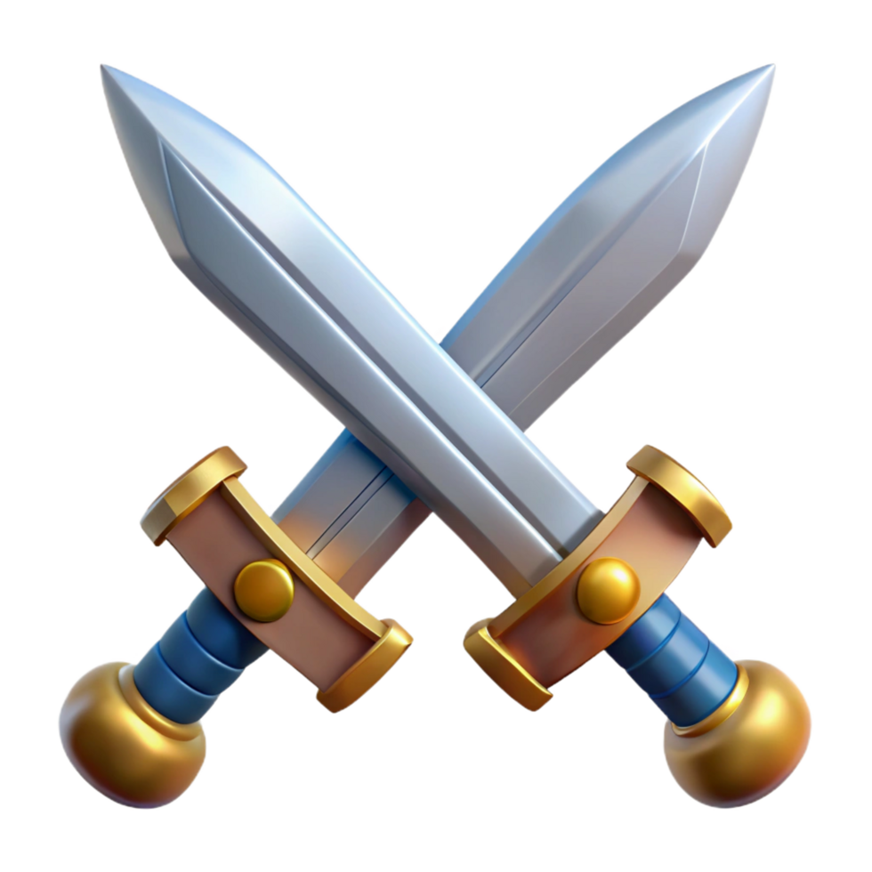 rare classic A pair of crossed swords, ornate hilts. NO BACKGROUND with Transparent Background. top-tier png