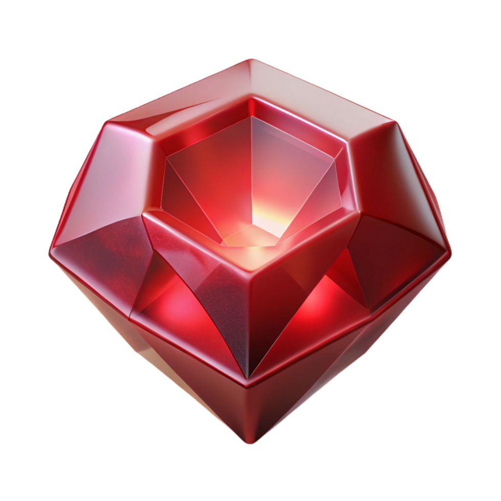 joyful impressive A single, polished ruby, radiating an inner light. NO BACKGROUND with Transparent Background. perfect clarity png