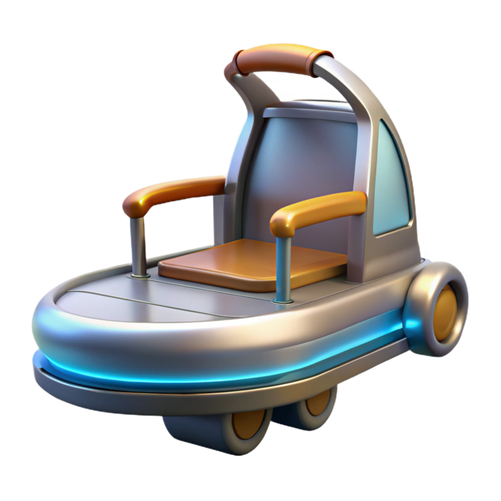 hypnotic dreamy baroque Futuristic personal transporter with levitating platform NO BACKGROUND with Transparent Background. high quality png