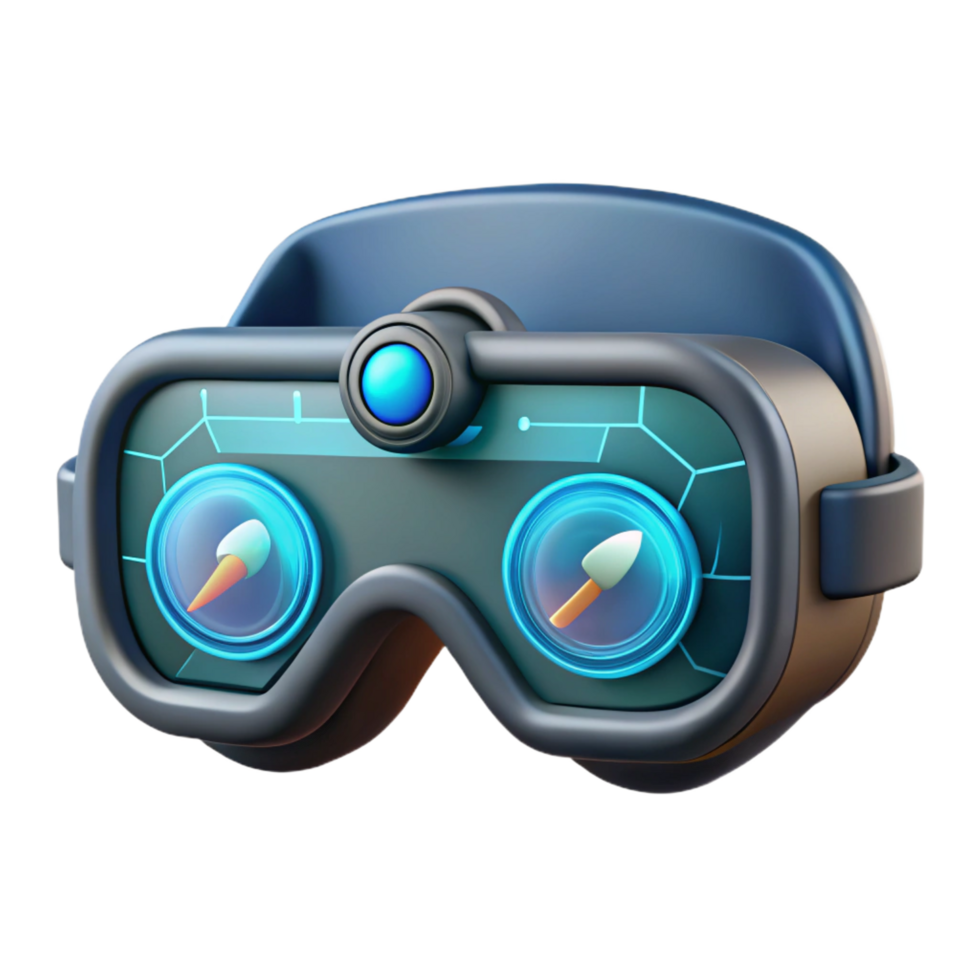 tranquil beautiful Cyberpunk goggles with HUD display and augmented reality interface NO BACKGROUND with Transparent Background. elite png