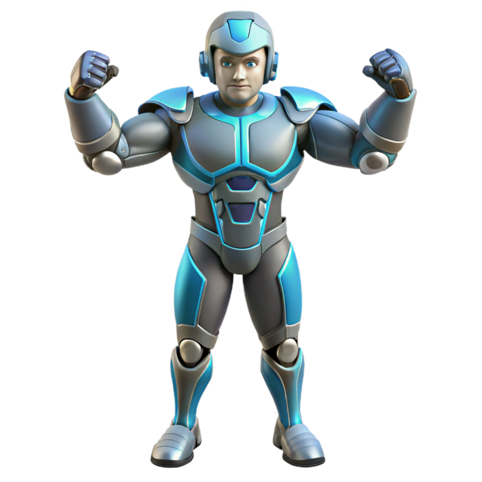 serene celebrated Exoskeleton suit enhancing human strength, NO BACKGROUND with Transparent Background. png