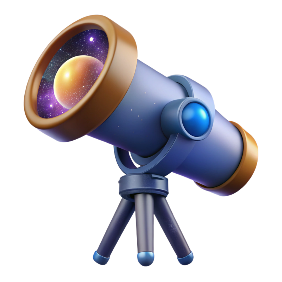 vibrant nostalgic contemporary Advanced telescope observing a distant galaxy NO BACKGROUND with Transparent Background. high quality png
