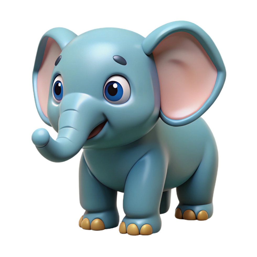 serene avant-garde An illustration of a cartoon elephant NO BACKGROUND with Transparent Background. handcrafted png