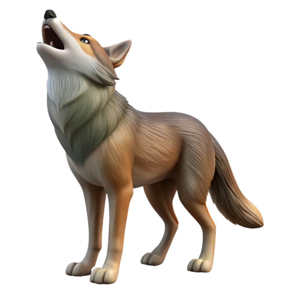 radiant coastal A howling coyote, NO BACKGROUND with Transparent Background. flawless png