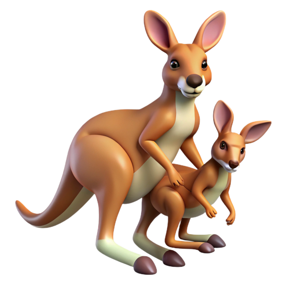 striking vintage A hopping kangaroo with joey. NO BACKGROUND with Transparent Background. expertly shot png