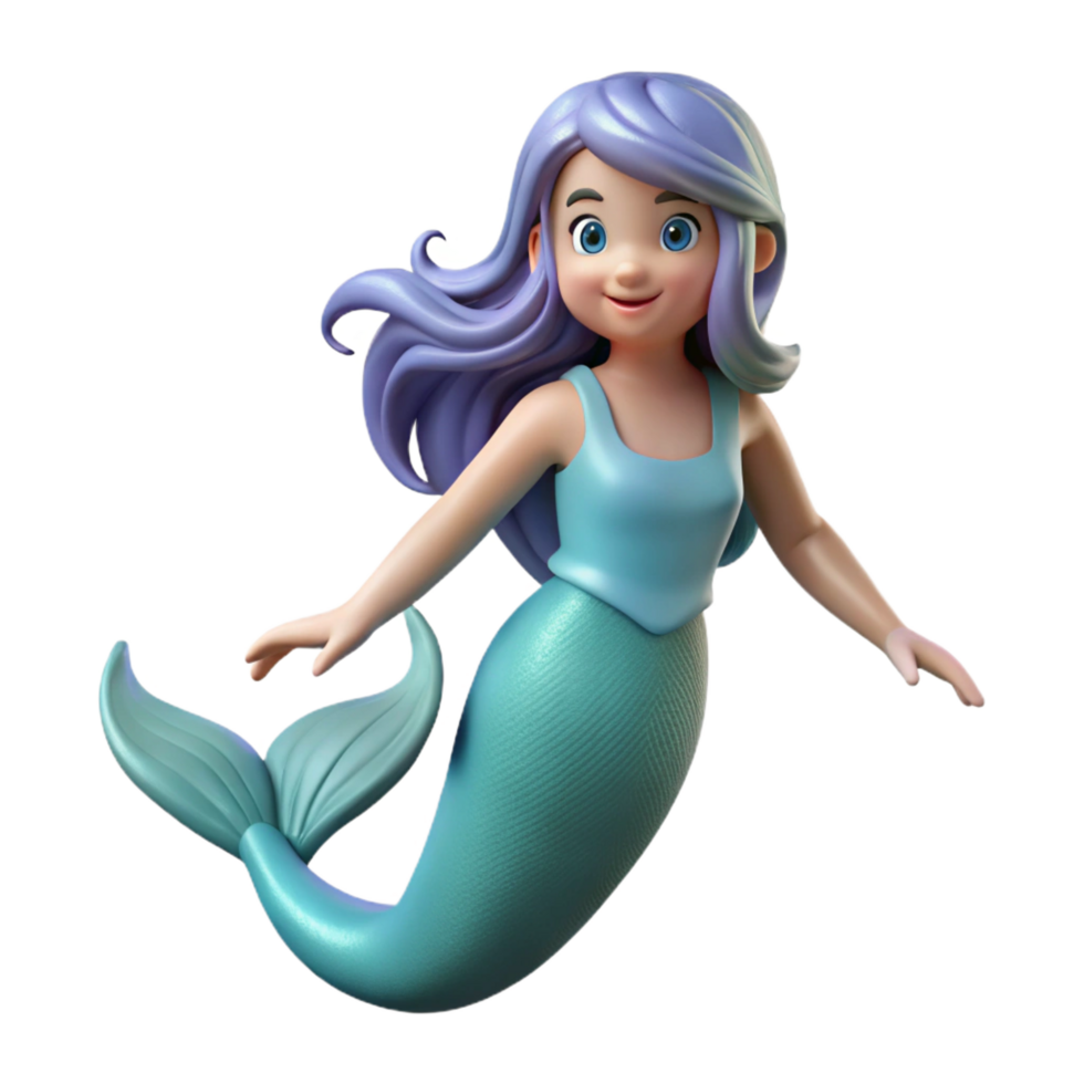 unparalleled art deco A single mermaid with flowing hair NO BACKGROUND with Transparent Background. premium png