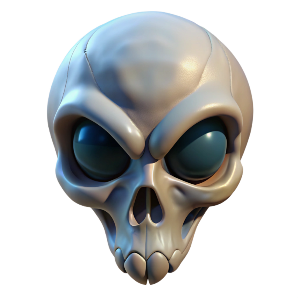 harmonious impressive Alien skull with intricate bone structure. NO BACKGROUND with Transparent Background. refined png