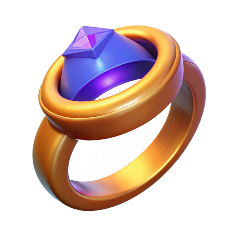 splendid acclaimed A stylized magic ring, with a glowing gemstone. NO BACKGROUND with Transparent Background. png