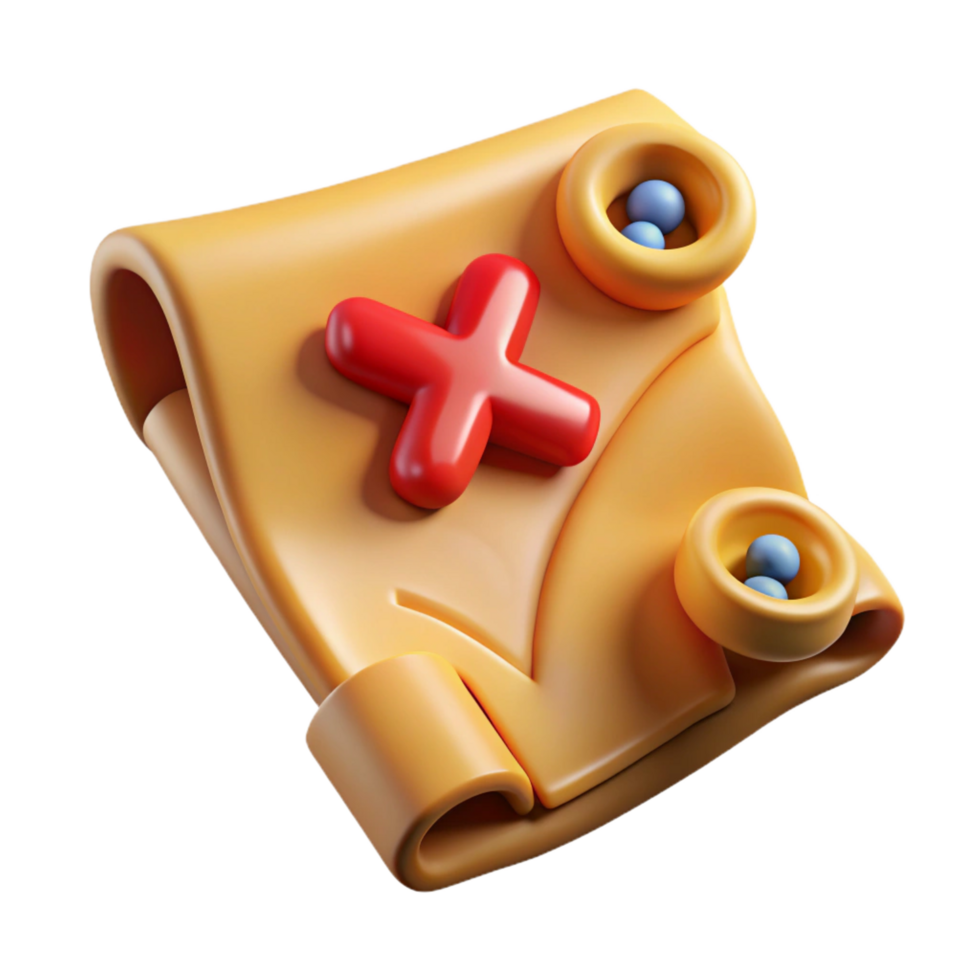 quintessential industrial A stylized treasure map, with a marked X. NO BACKGROUND with Transparent Background. top-tier png
