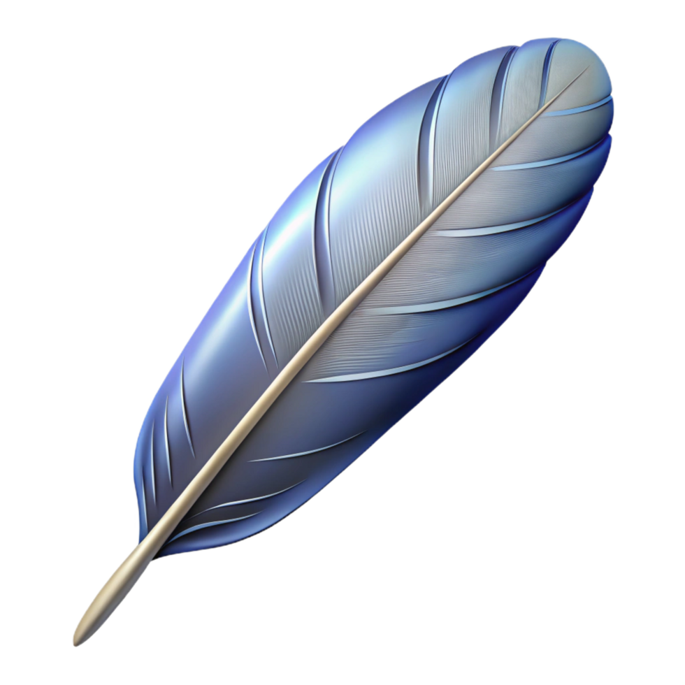spectacular tranquil impressionist Single feather NO BACKGROUND with Transparent Background. high quality png