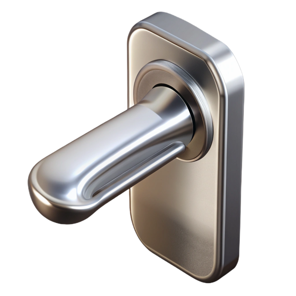 splendid mysterious modern Modern door handle, brushed metal, minimalist, NO BACKGROUND with Transparent Background. sharp png