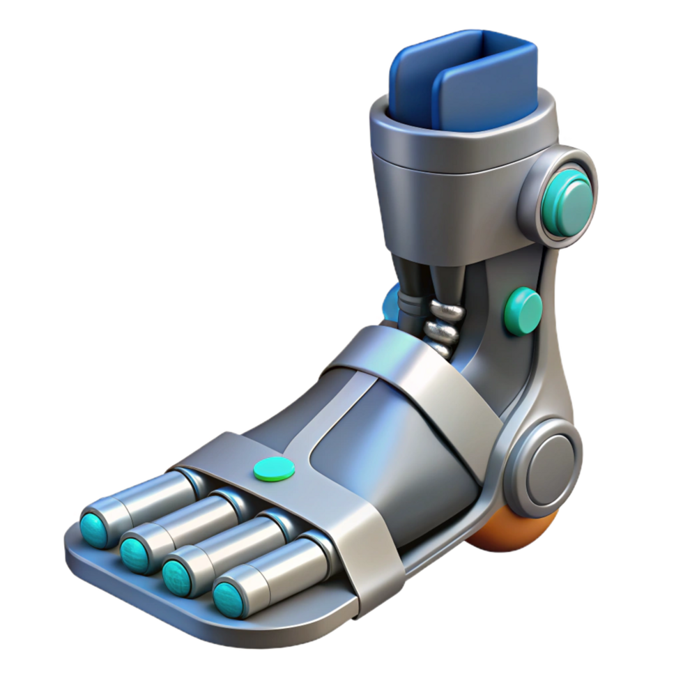 stunning energetic coastal Robot foot with magnetic grip and pressure sensors NO BACKGROUND with Transparent Background. 8K png