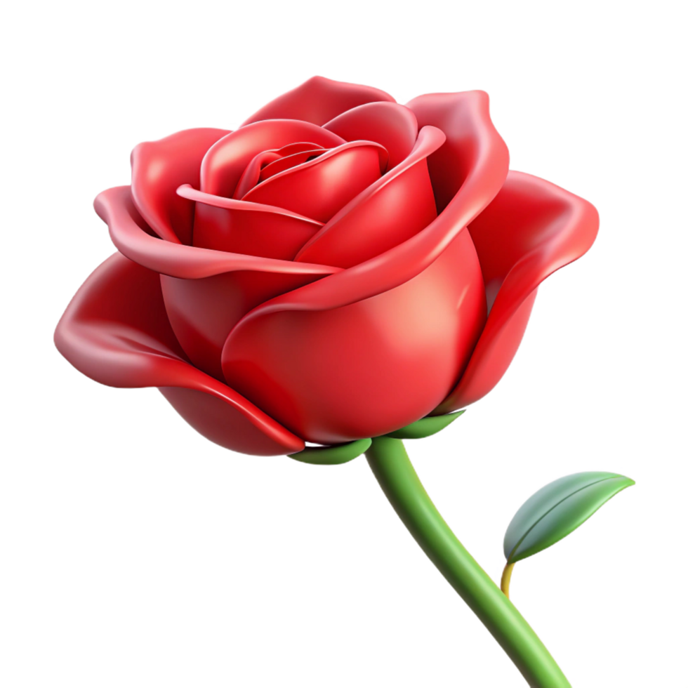 inspired retro Single red rose, NO BACKGROUND with Transparent Background. 4K png