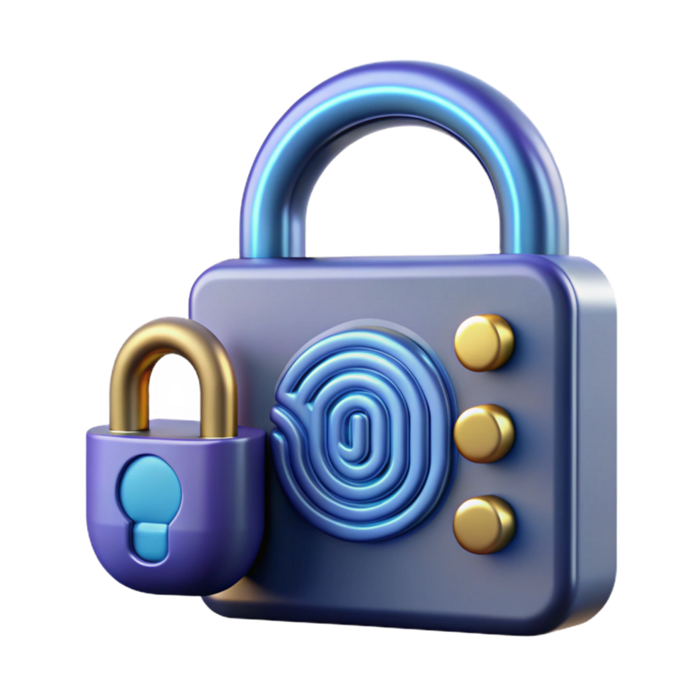 majestic surreal Futuristic lock with digital keypad and fingerprint scanner NO BACKGROUND with Transparent Background. elite png