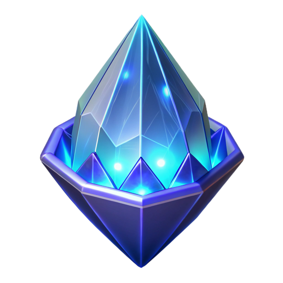 majestic geometric Alien crystal with glowing energy field NO BACKGROUND with Transparent Background. authentic png