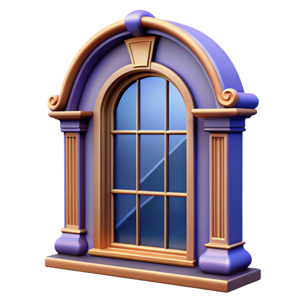 romantic breathtaking Victorian window frame, detailed woodwork, NO BACKGROUND with Transparent Background. masterfully captured png