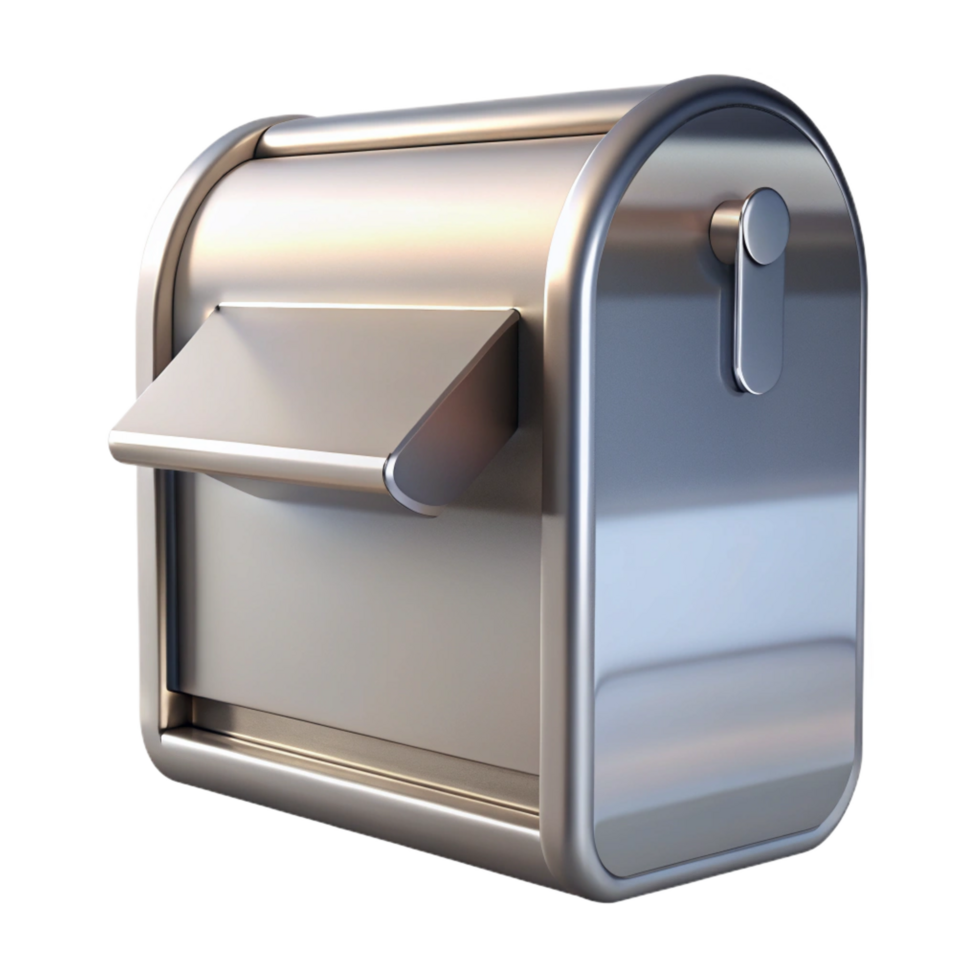 spectacular calm impressionist Modern mailbox, stainless steel, wall-mounted, NO BACKGROUND with Transparent Background. 8K png