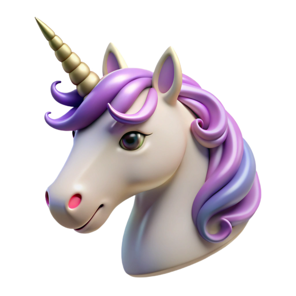 stunning exemplary A single, detailed unicorn head with a spiraling horn. NO BACKGROUND with Transparent Background. png