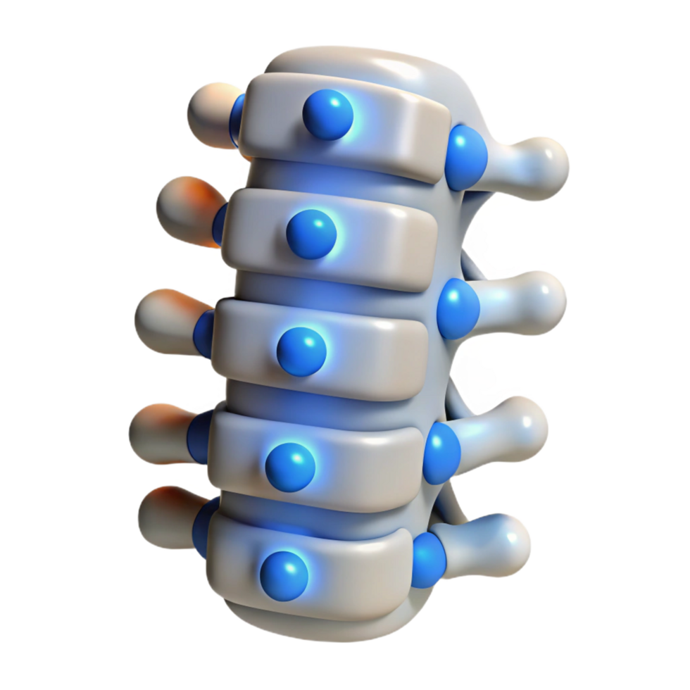 wonderful tropical Cybernetic spine implant with glowing nodes NO BACKGROUND with Transparent Background. detailed png
