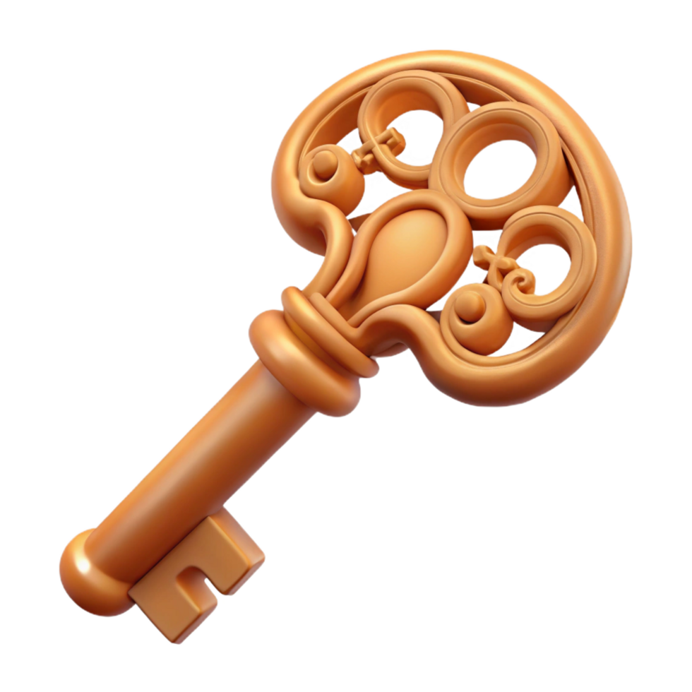 gorgeous victorian A single, ancient key, with intricate carvings. NO BACKGROUND with Transparent Background. elite png