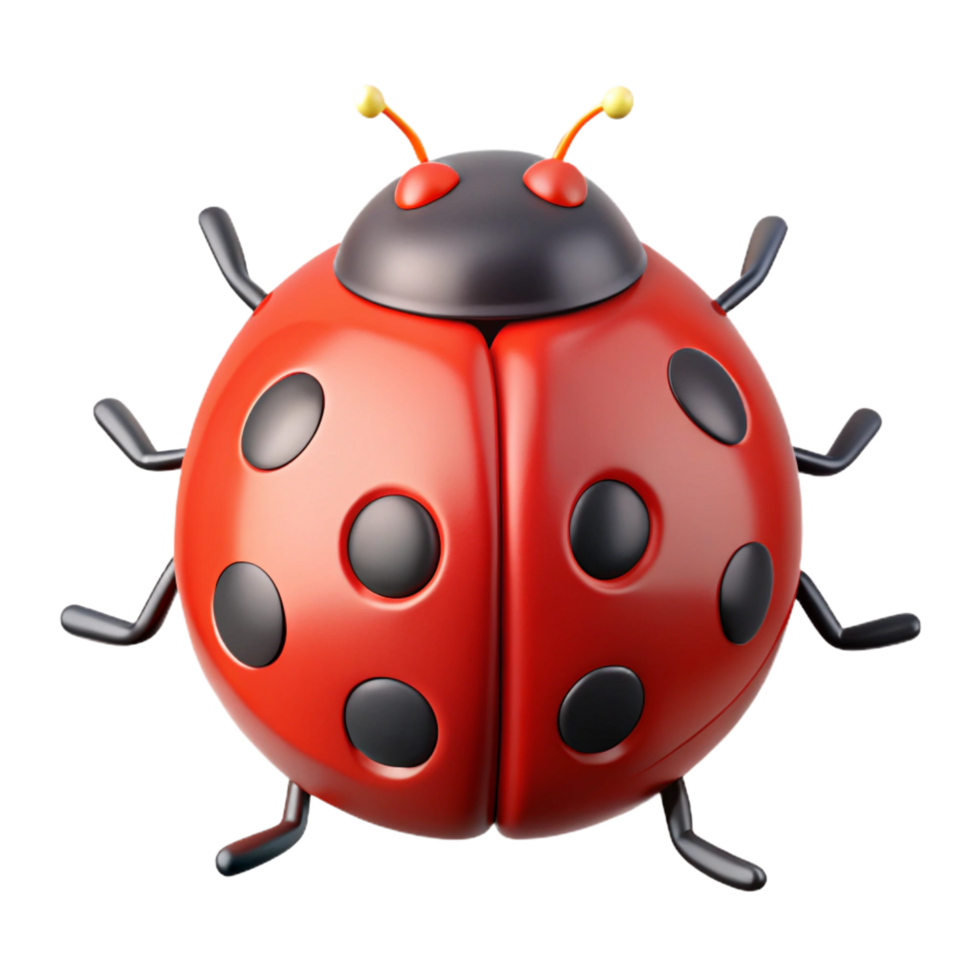 immaculate dramatic avant-garde A single, red ladybug. NO BACKGROUND with Transparent Background. sharp png