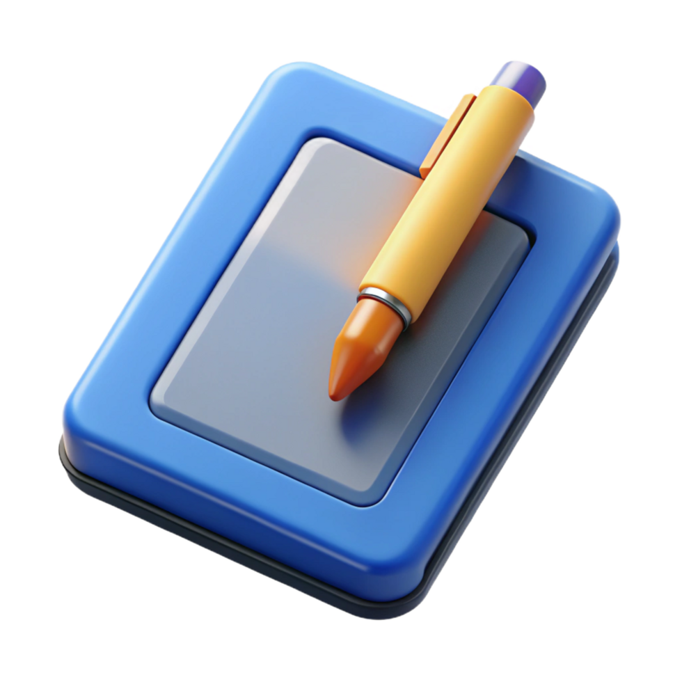 whimsical serene Tablet computer, stylus pen NO BACKGROUND with Transparent Background. top-tier png