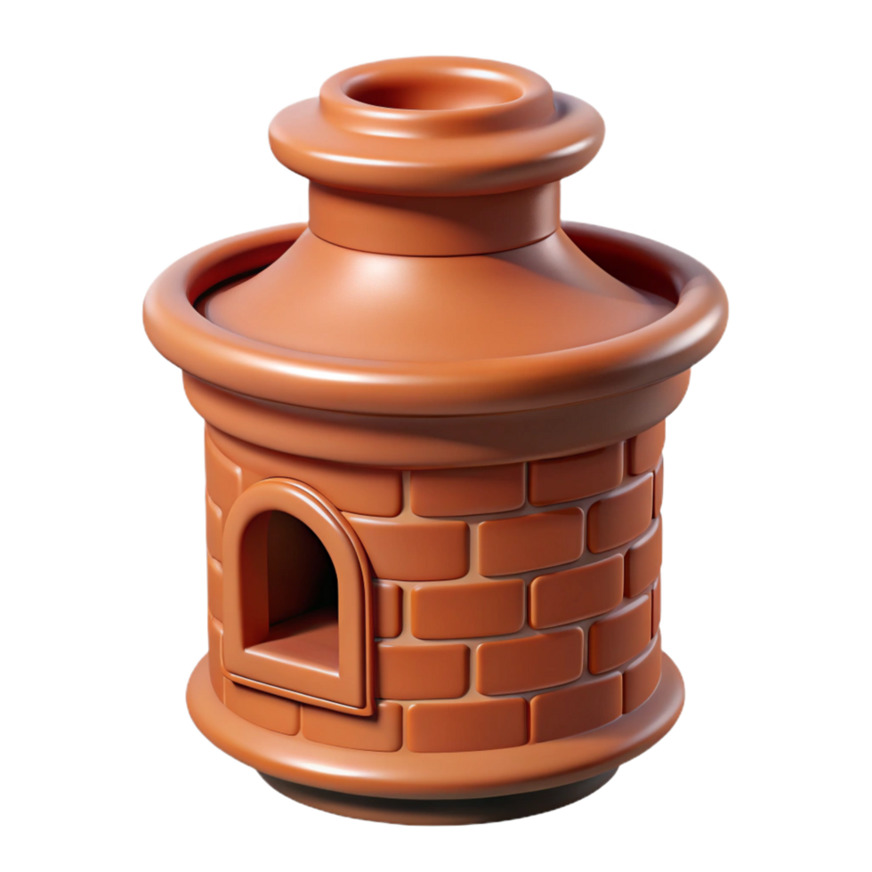sumptuous distinguished Terracotta chimney pot, decorative top, NO BACKGROUND with Transparent Background. png