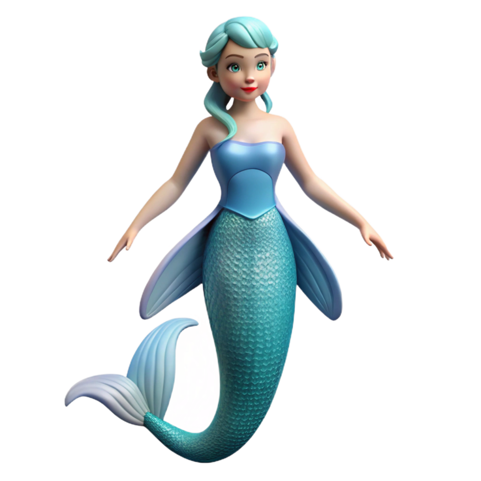 peaceful majestic Mermaid, half-human, half-fish, beautiful and alluring, NO BACKGROUND with Transparent Background. crisp png