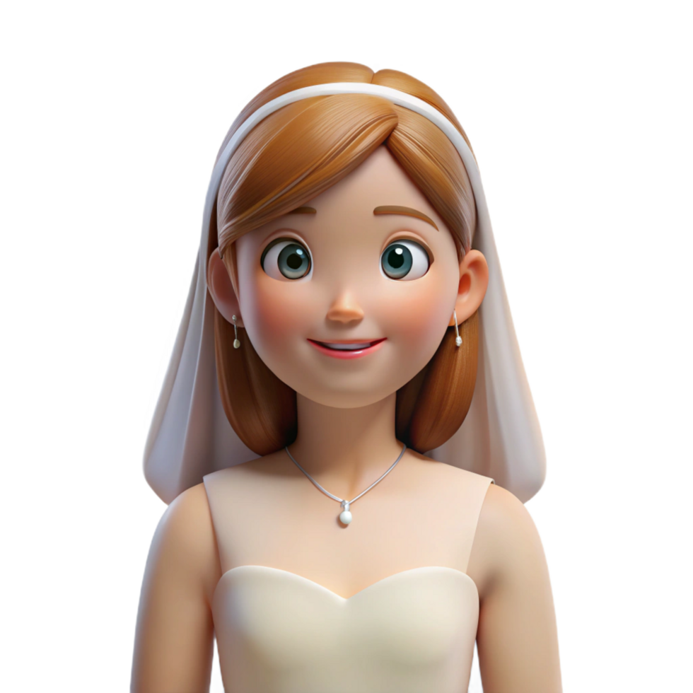 wonderful distinguished Portrait of a bride in a wedding dress, NO BACKGROUND with Transparent Background. png
