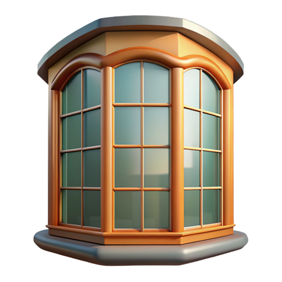 inspired traditional Bay window, curved glass, NO BACKGROUND with Transparent Background. perfect clarity png