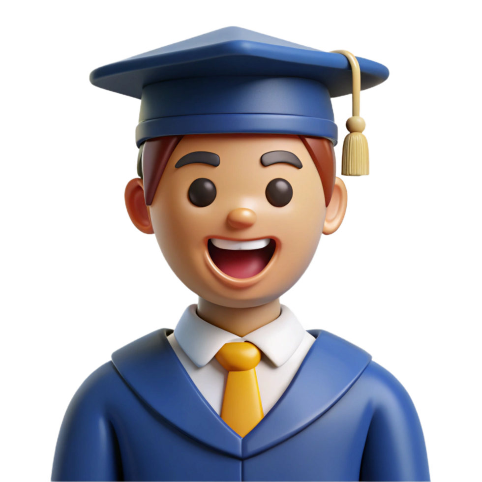 spectacular organic Happy graduate in cap and gown, NO BACKGROUND with Transparent Background. studio quality png