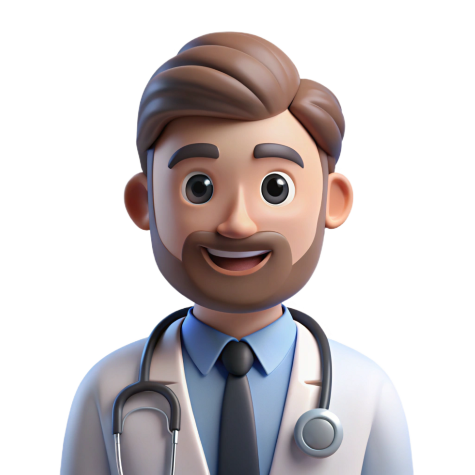 sumptuous romantic avant-garde Serious doctor with stethoscope, NO BACKGROUND with Transparent Background. handcrafted png