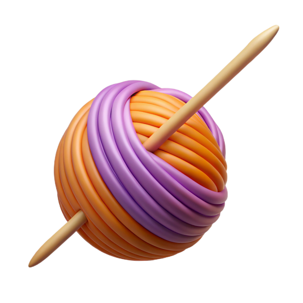 rare minimalist A knitting needle with yarn, NO BACKGROUND with Transparent Background. professional png