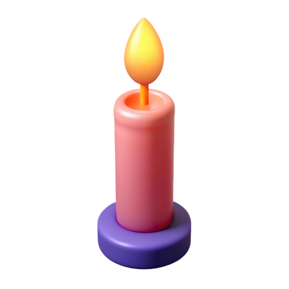 mesmerizing elegant A single birthday candle with a flame, NO BACKGROUND with Transparent Background. premium png