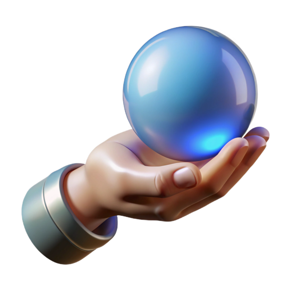 impressive nordic Realistic human hand, holding a glowing orb, NO BACKGROUND with Transparent Background. crisp png