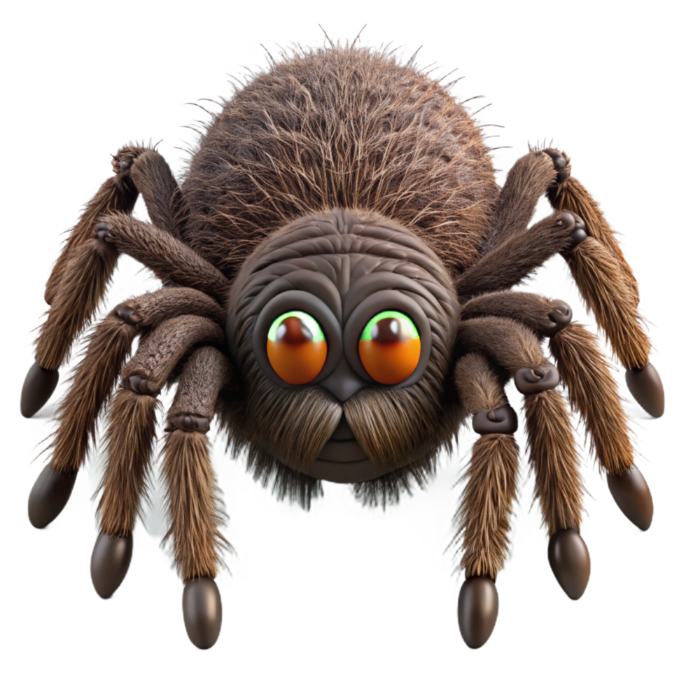 majestic passionate retro Spider, large, hairy, multiple eyes NO BACKGROUND with Transparent Background. original png