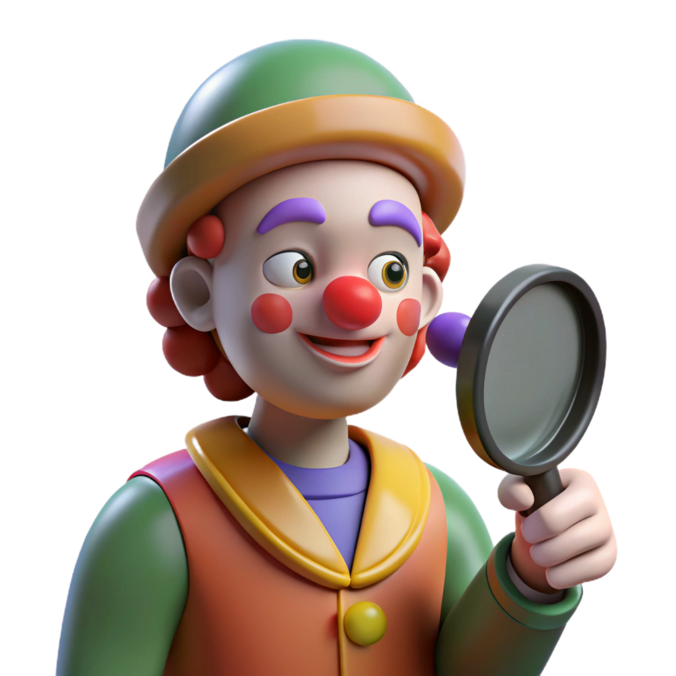 melancholic dramatic Clown, applying makeup, NO BACKGROUND with Transparent Background. premium png